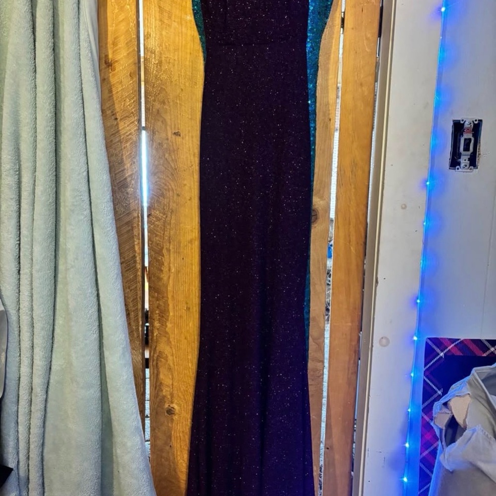 Windsor Black Maxi Gown with Teal Side Panels